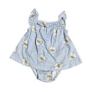 Carter's Baby Girl Blue Floral Diaper Dress Size 3-6 Months
